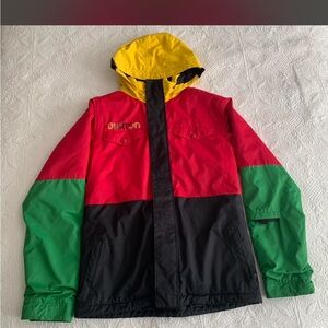 Burton Kids Colorblocked Hooded Rain Jacket in Red, Green, Black, Yellow